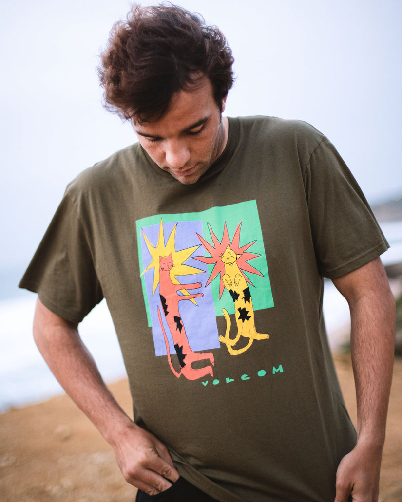 Longo Cats T-Shirt - Sage Leaf