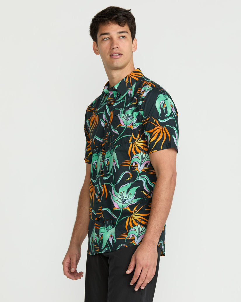 Brainmelter Floral Hemd - Black Green