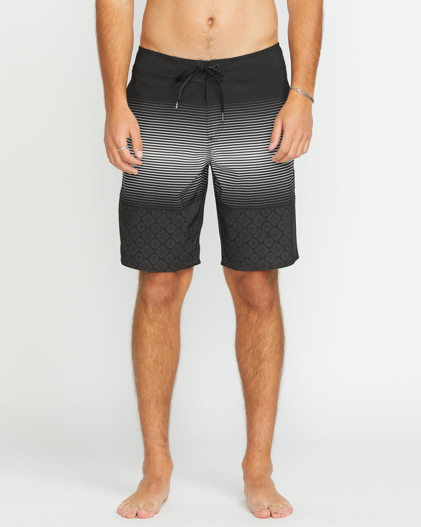 Lido Stripe Mod 20" Boardshorts - BLACK