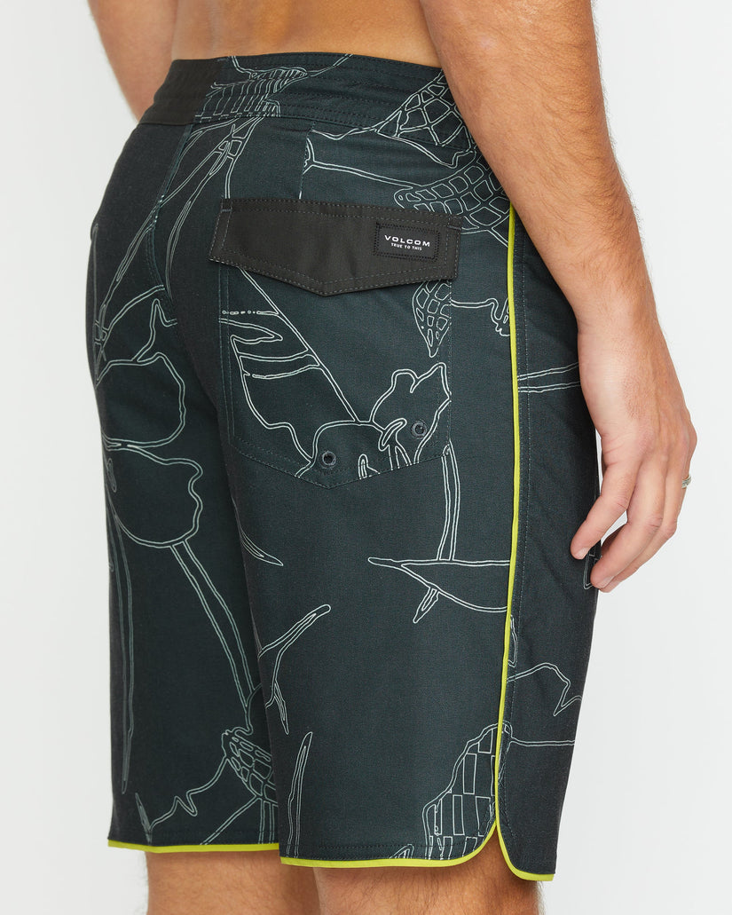 Mister Fib Scallop Stoney 19" Boardshorts - STEALTH
