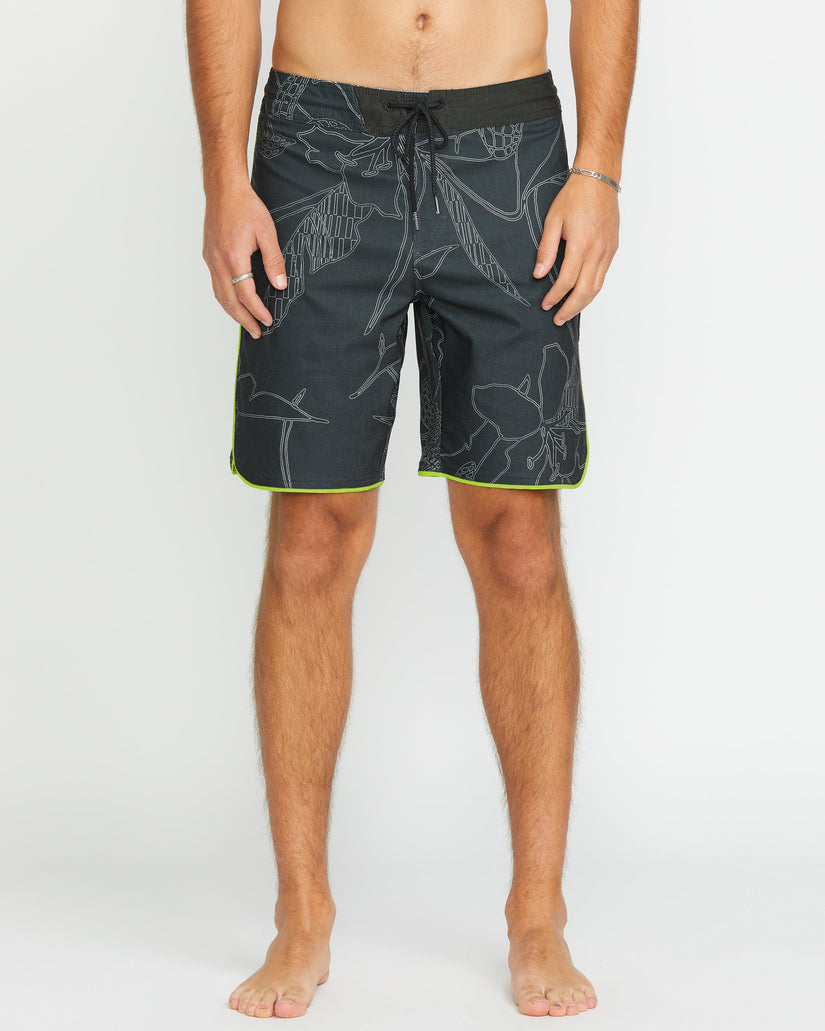 Mister Fib Scallop Stoney 19" Boardshorts - STEALTH