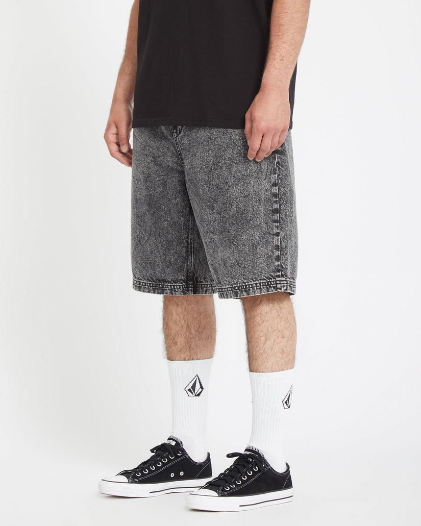 Freazy Loose Elasticated Waist 22" Shorts - LIGHT ACID BLACK
