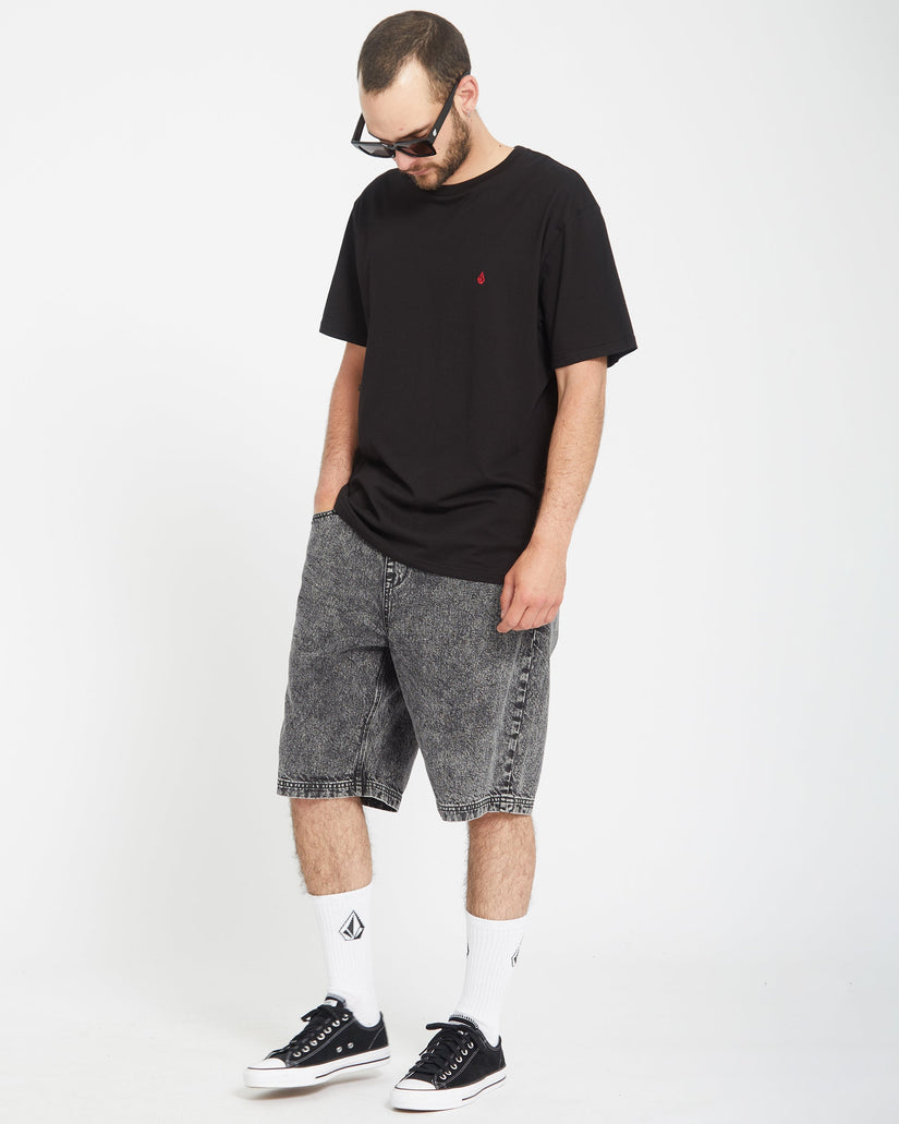 Freazy Loose Elasticated Waist 22" Shorts - LIGHT ACID BLACK