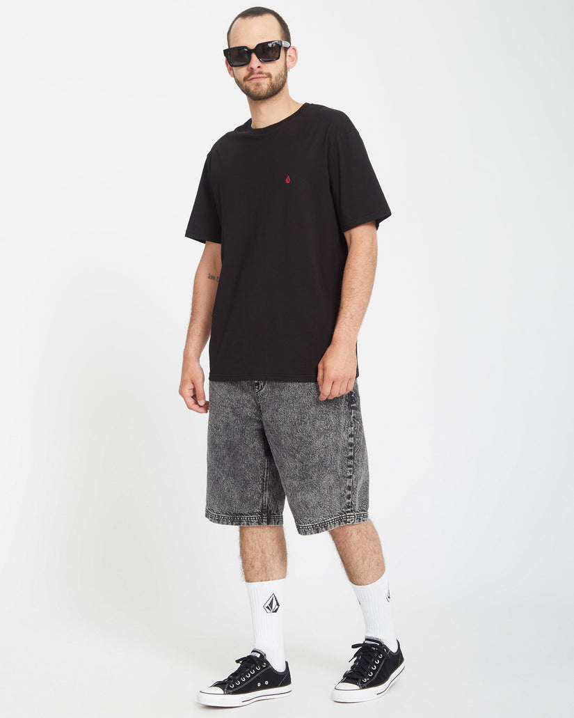 Freazy Loose Elasticated Waist 22" Shorts - LIGHT ACID BLACK