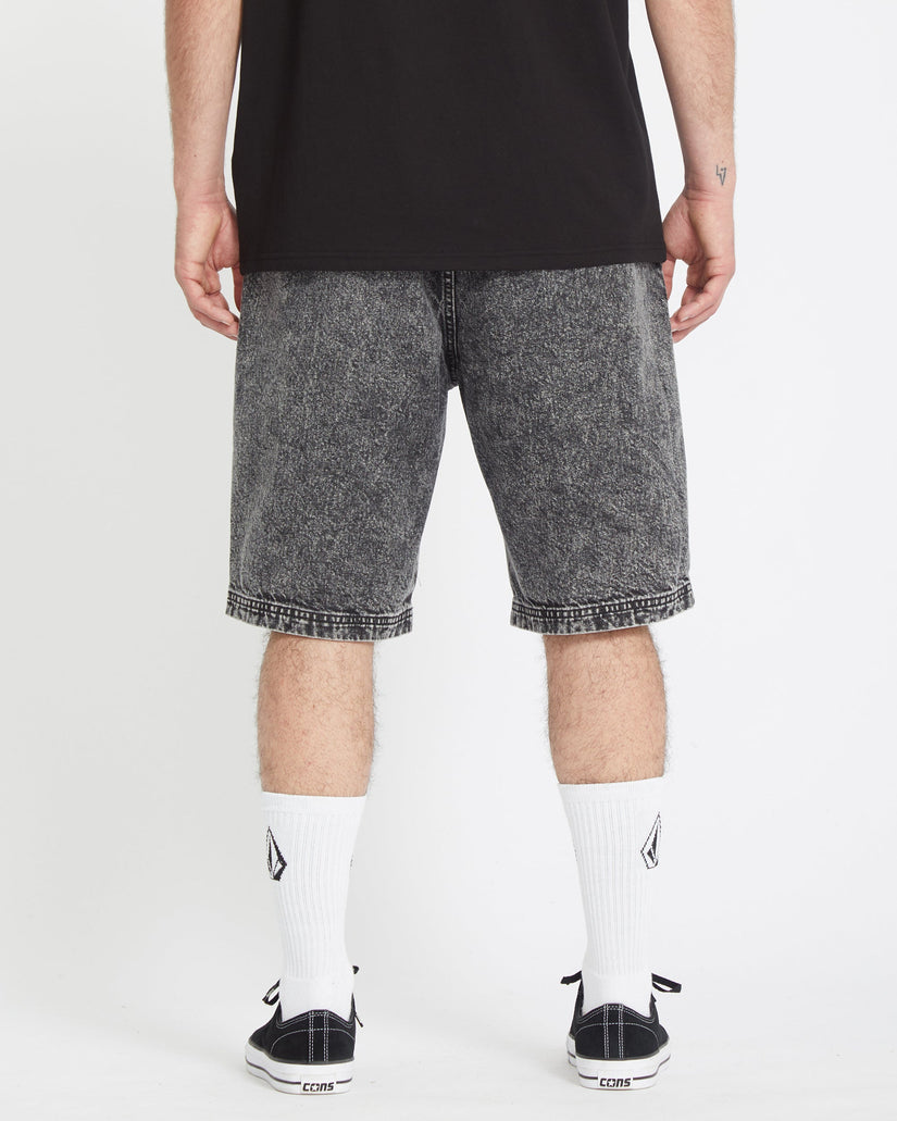 Freazy Loose Elasticated Waist 22" Shorts - LIGHT ACID BLACK