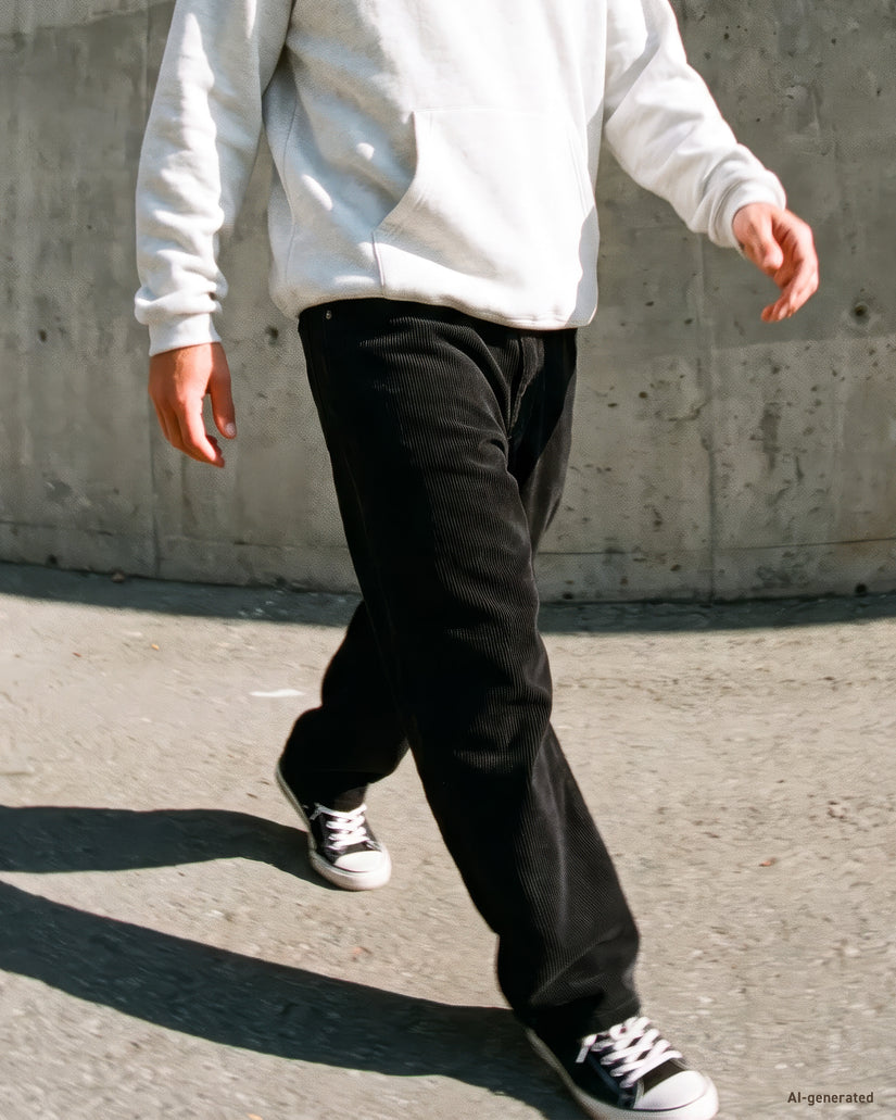 Billow Tapered Cordhose - Black