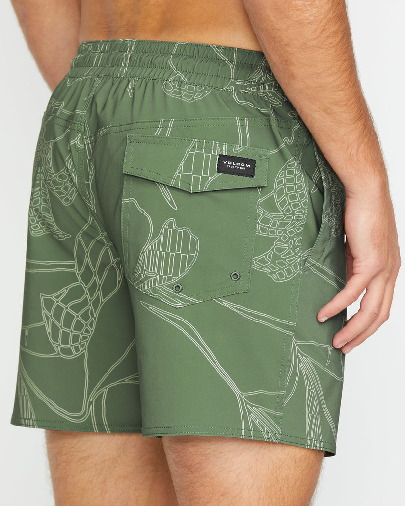 Lido Print Trunk 16" Boardshorts - LIGHT OLIVE
