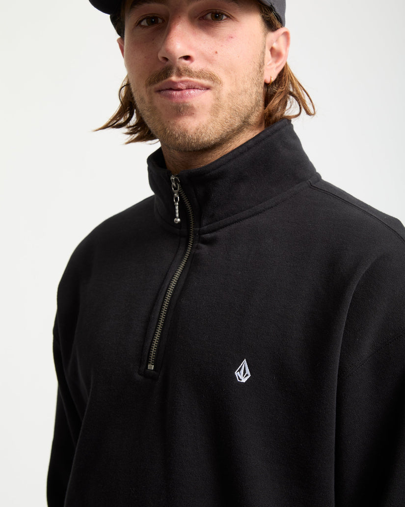 Single Stone Zip-Sweatshirt Mit - Black