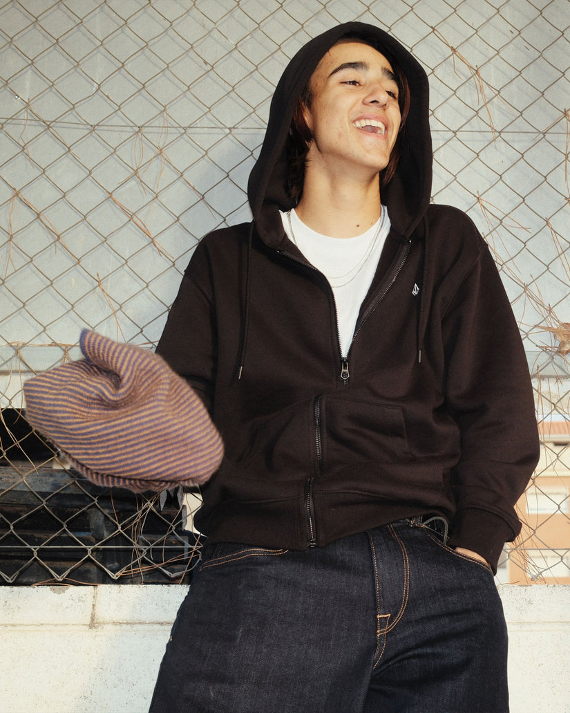 Single Stone Full Zip Kapuzenpullover - BLACK