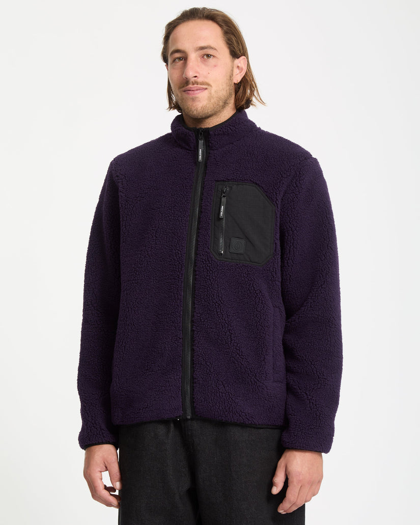 Muzzer Fuzzar Zip-Sherpa-Sweatshirt - Dark Purple