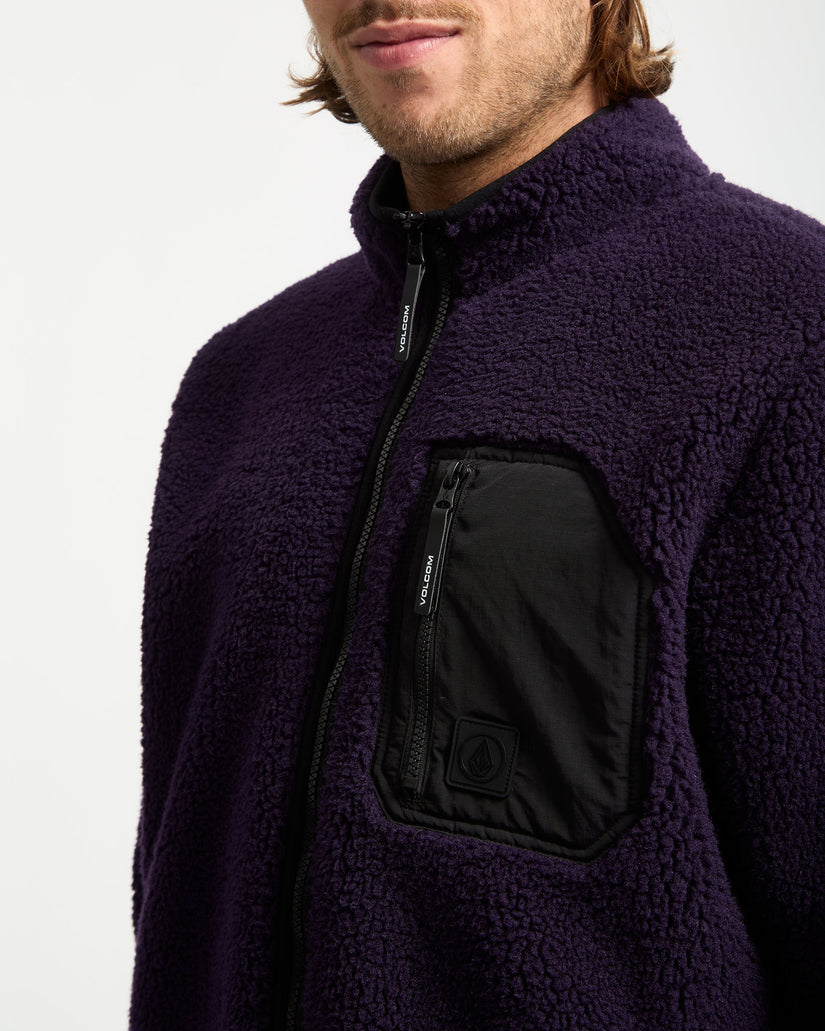 Muzzer Fuzzar Zip-Sherpa-Sweatshirt - Dark Purple