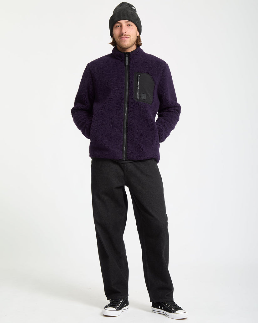 Muzzer Fuzzar Zip-Sherpa-Sweatshirt - Dark Purple