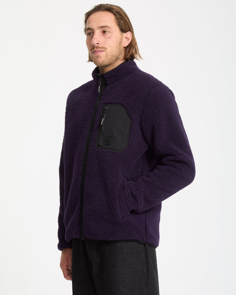 Muzzer Fuzzar Zip-Sherpa-Sweatshirt - Dark Purple