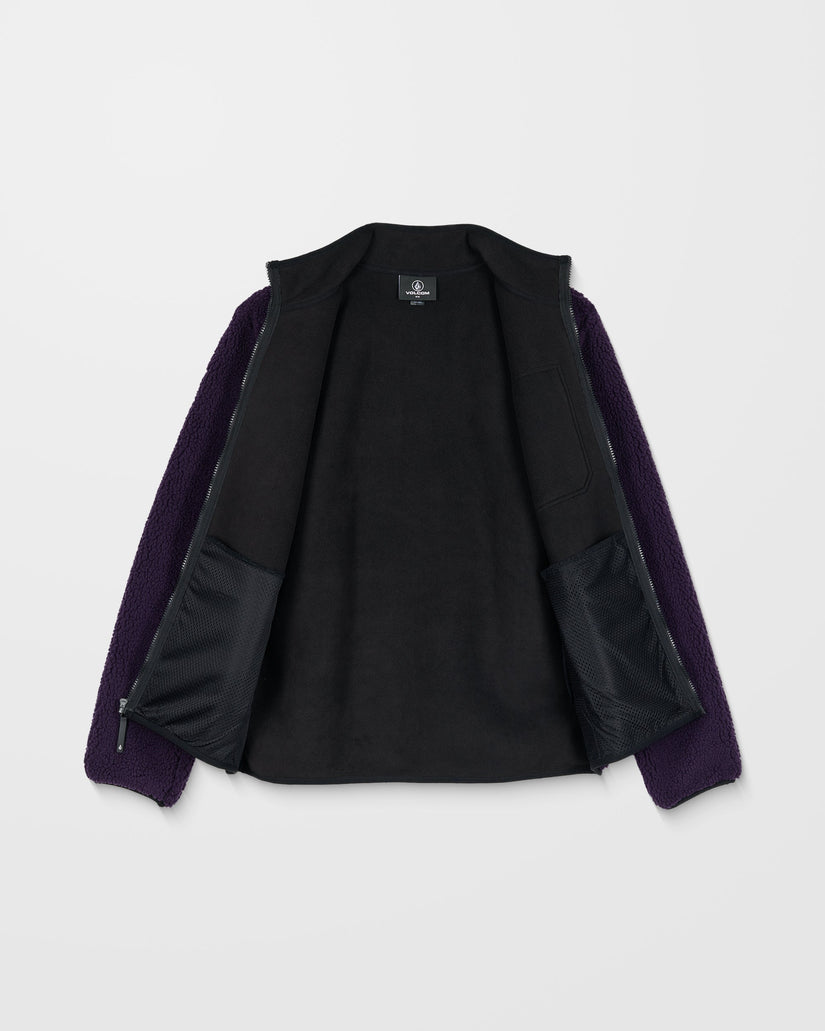Muzzer Fuzzar Zip-Sherpa-Sweatshirt - Dark Purple