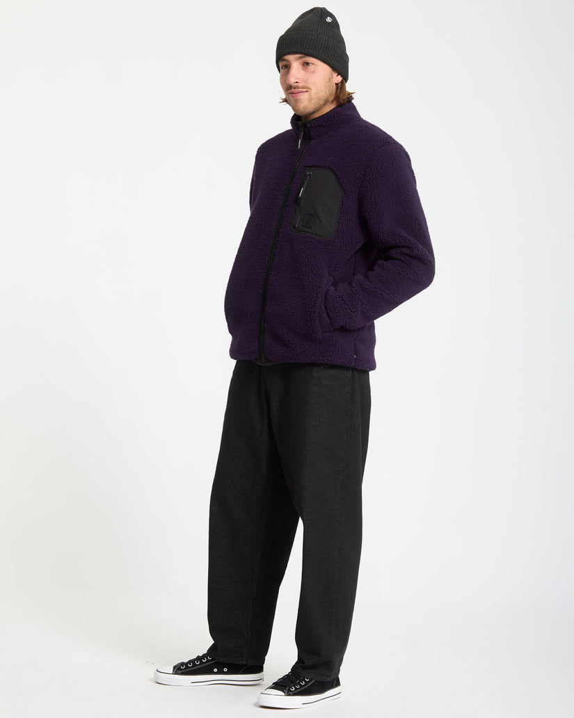 Muzzer Fuzzar Zip-Sherpa-Sweatshirt - Dark Purple