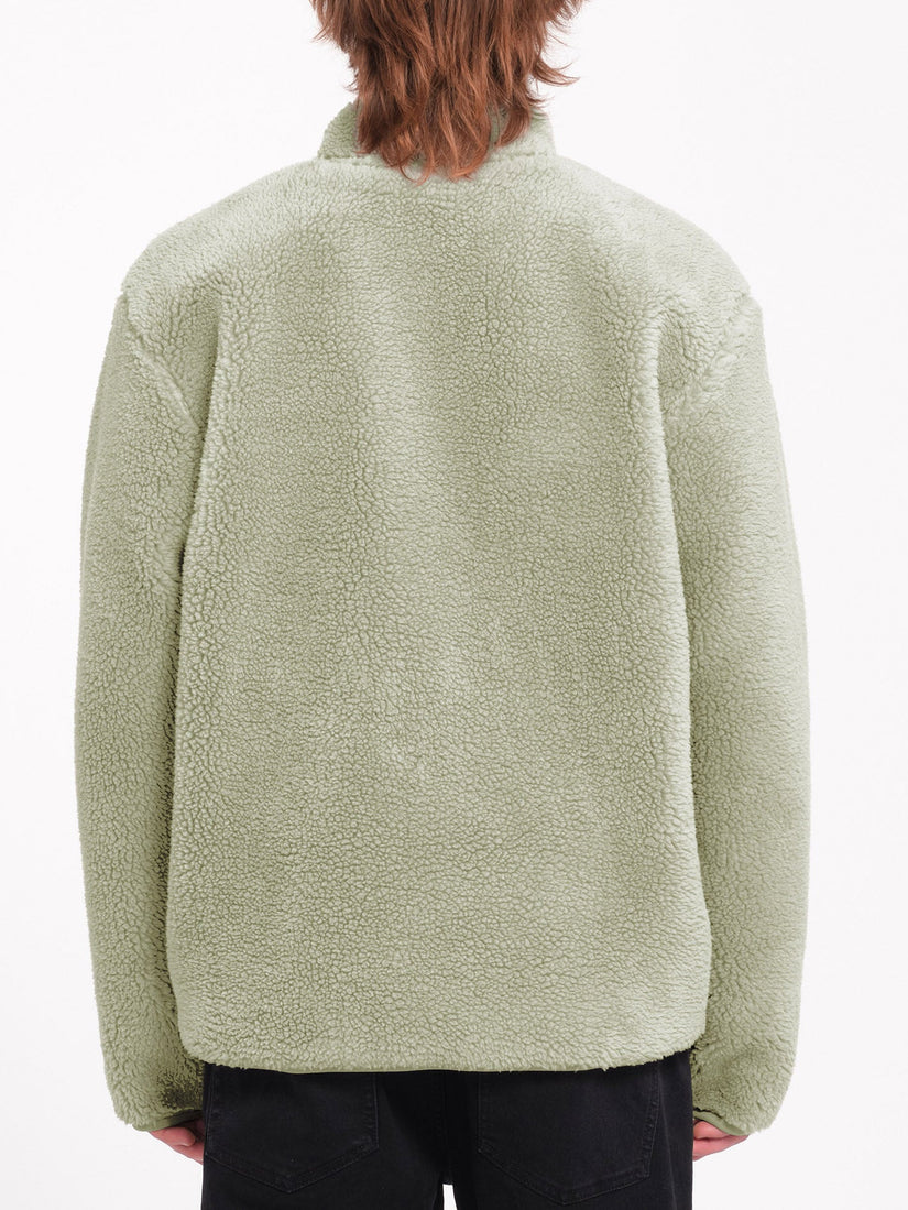 Muzzer Fuzzar Zip Sherpa Sweatshirt - Green Tea