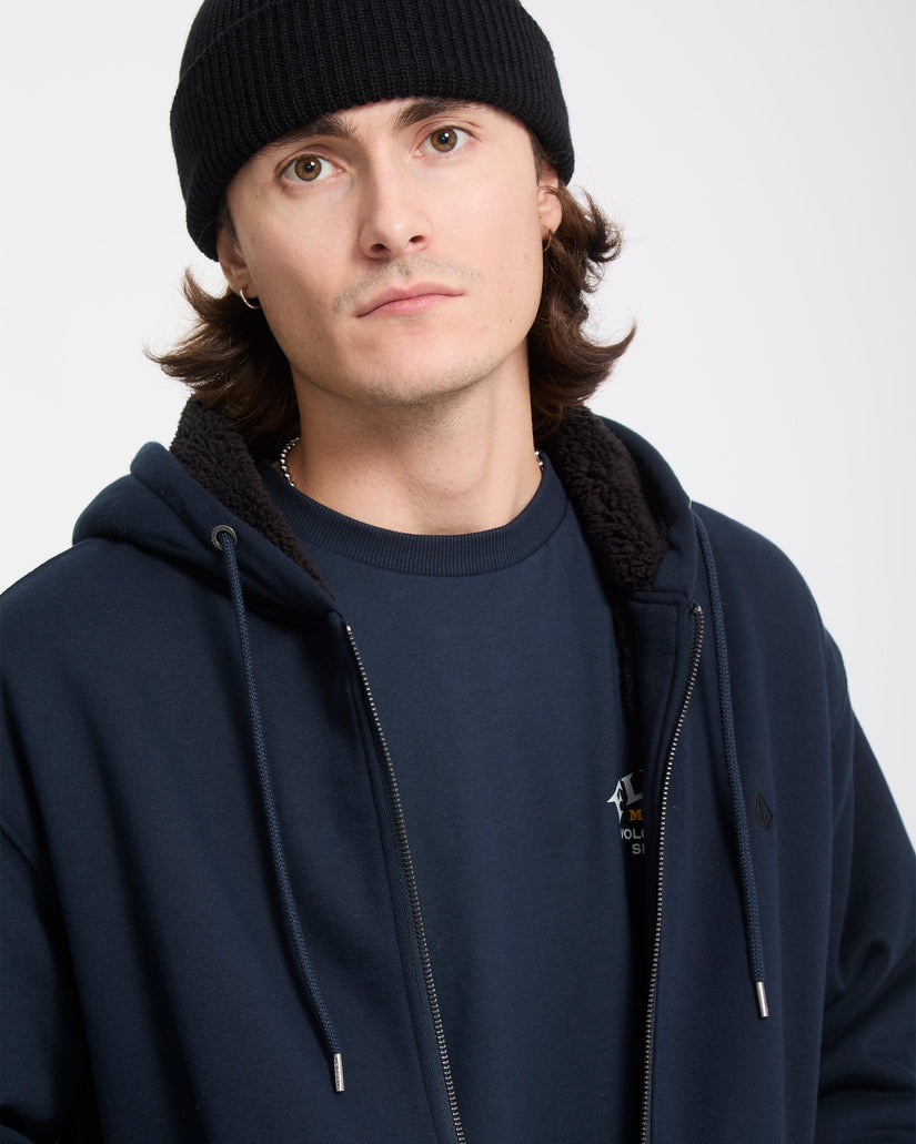 Single Stone Zip Sherpa Hoodie - Marine
