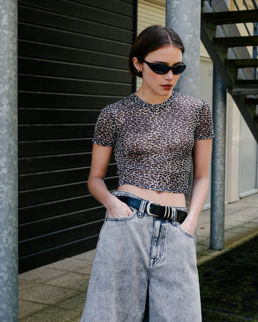 Rawly Knit Mesh Oberteil - Black White