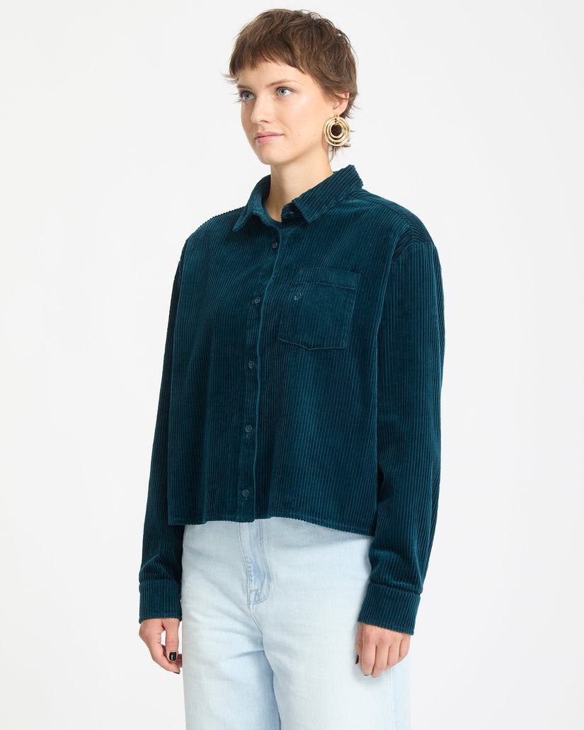 Weellow Cord-Hemd - Emerald Green