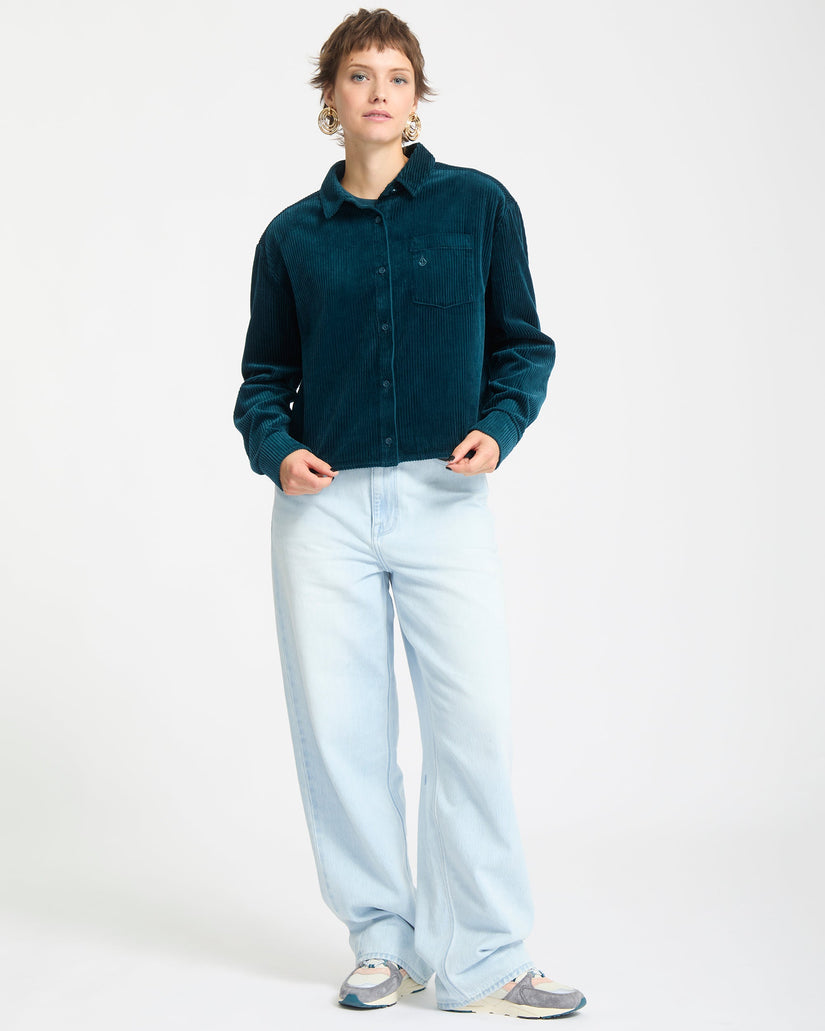 Weellow Cord-Hemd - Emerald Green