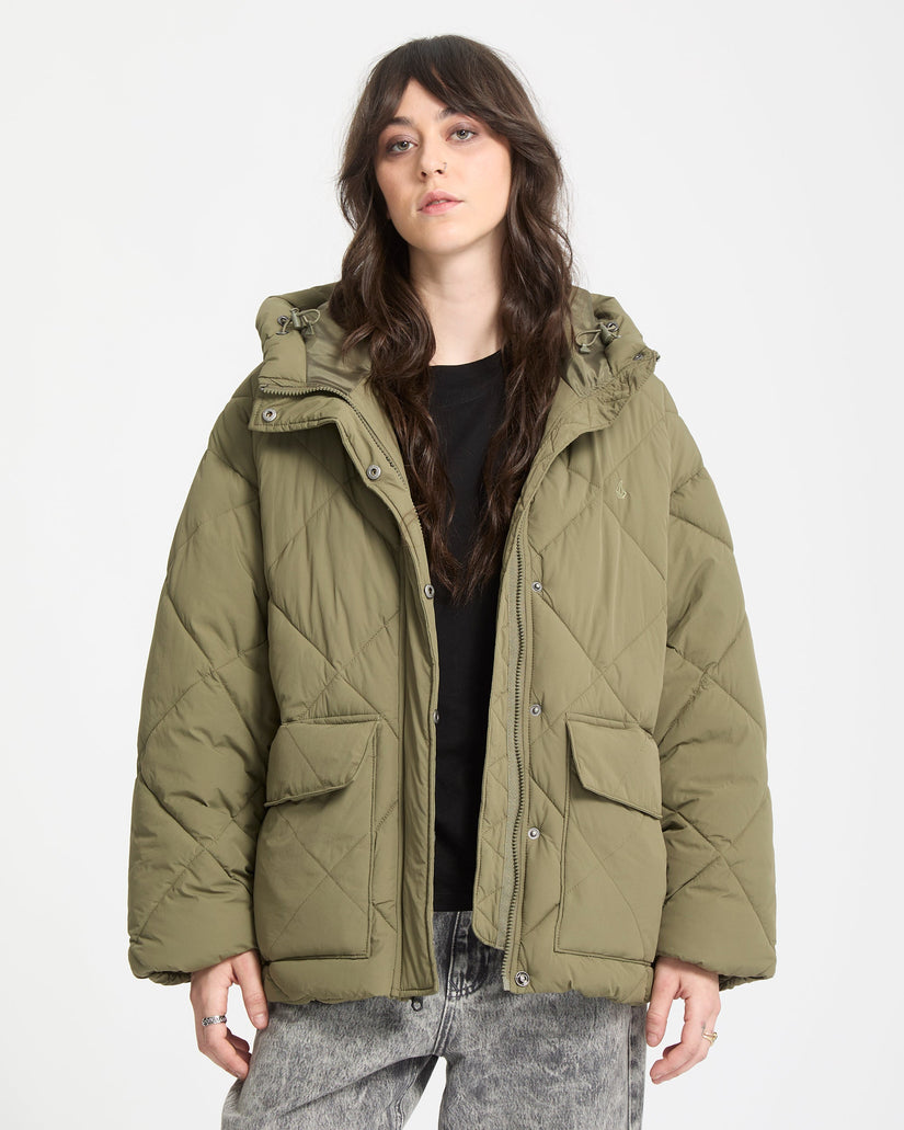 Out Of Boxy Puffer Jacke - Wintermoss