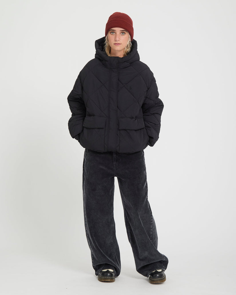 Out Of Boxy Puffer Jacke - Black