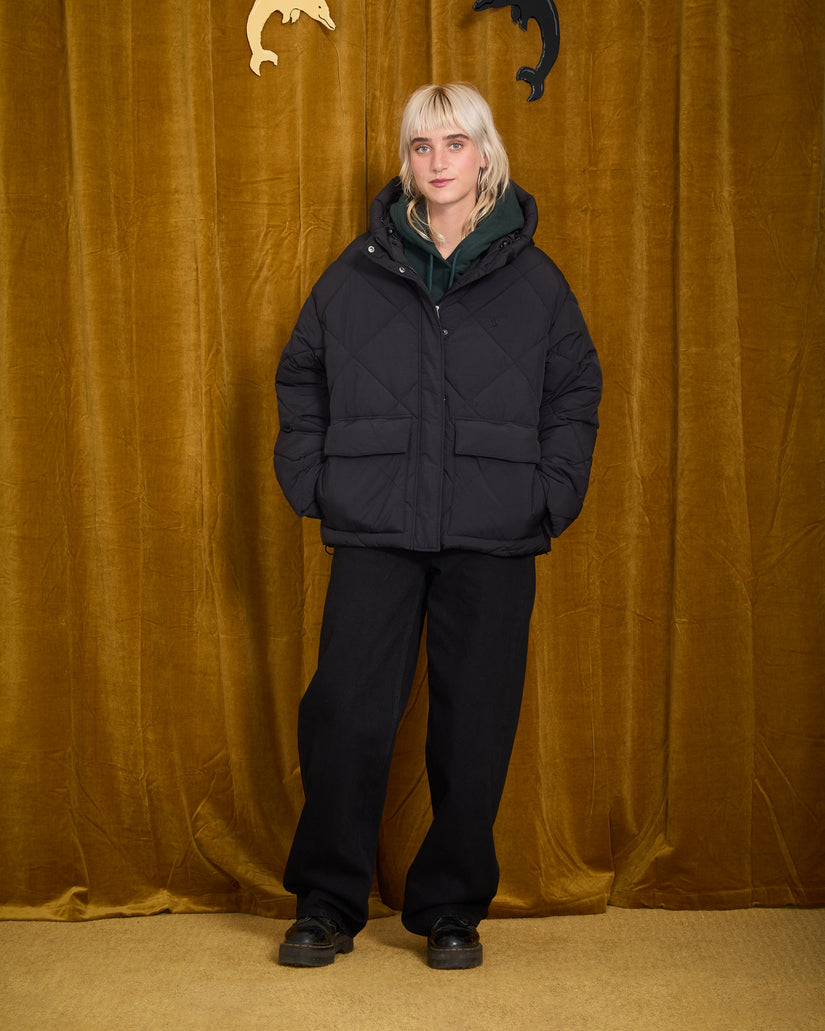 Out Of Boxy Puffer Jacke - Black