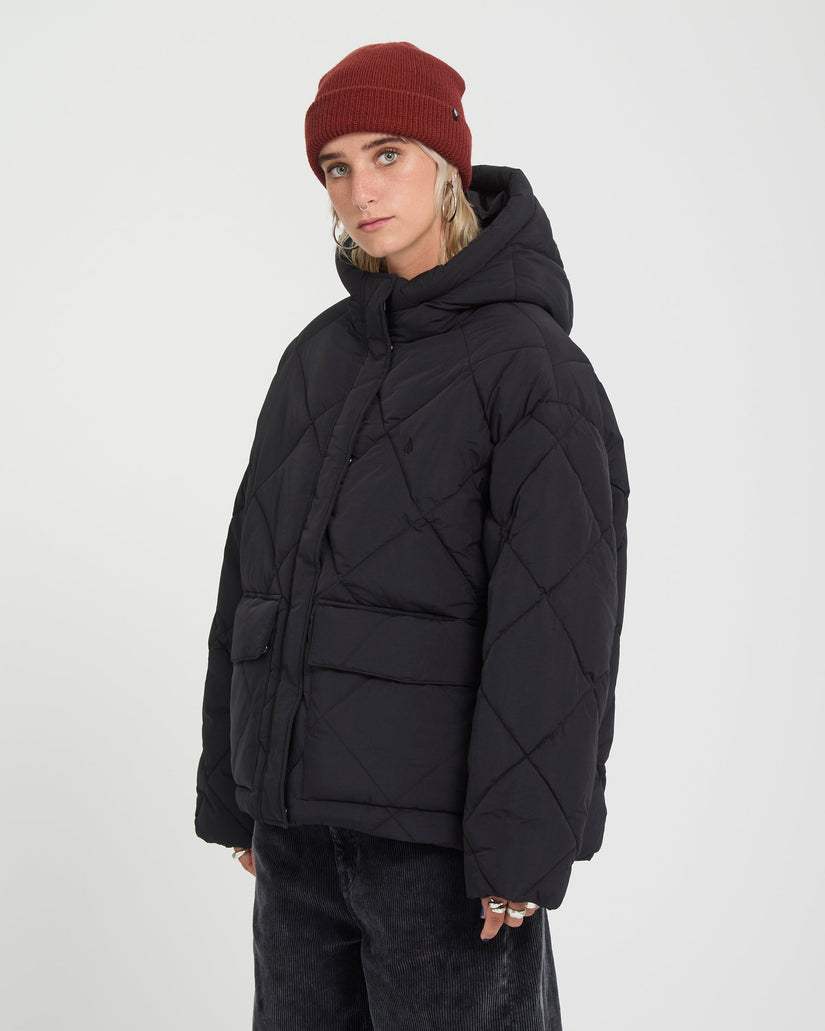 Out Of Boxy Puffer Jacke - Black