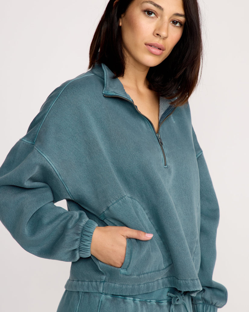 Stone Soft Quarter Zip Sweatshirt - Emerald Green