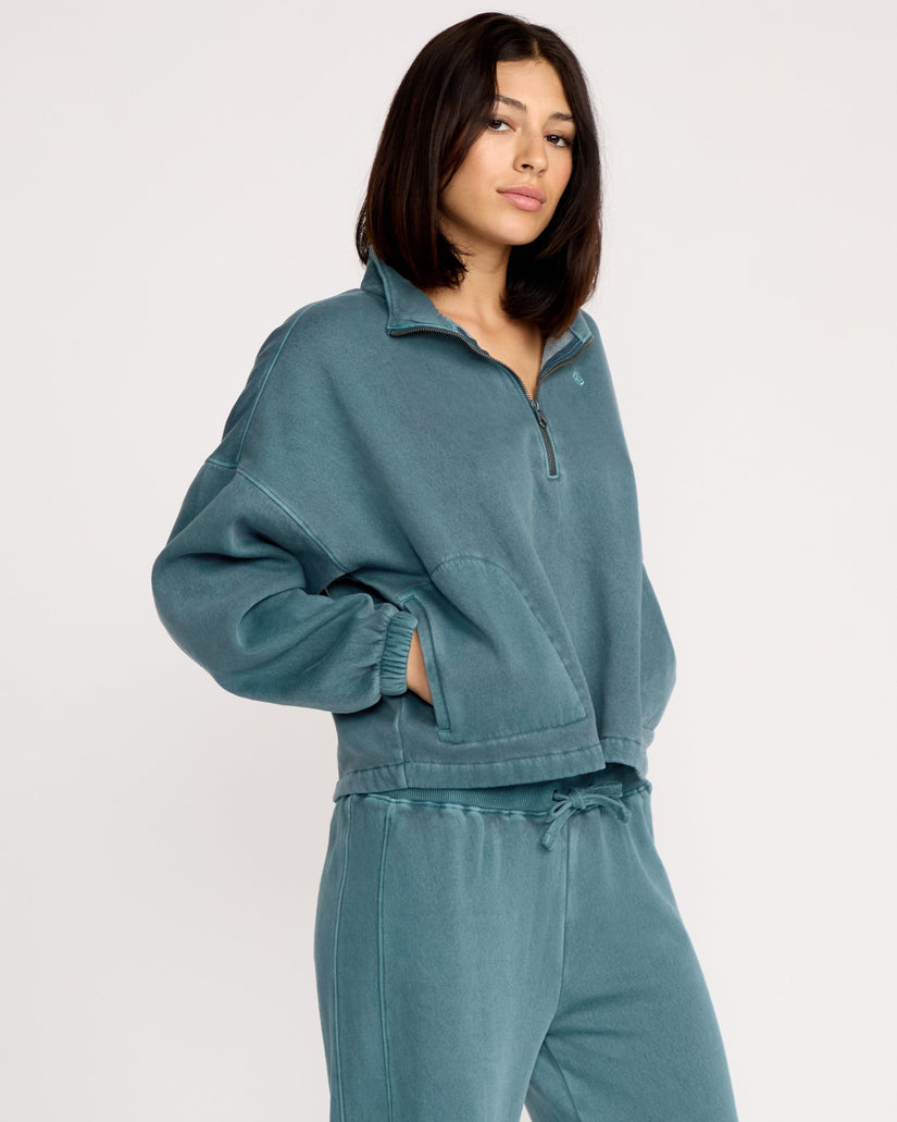 Stone Soft Quarter Zip Sweatshirt - Emerald Green