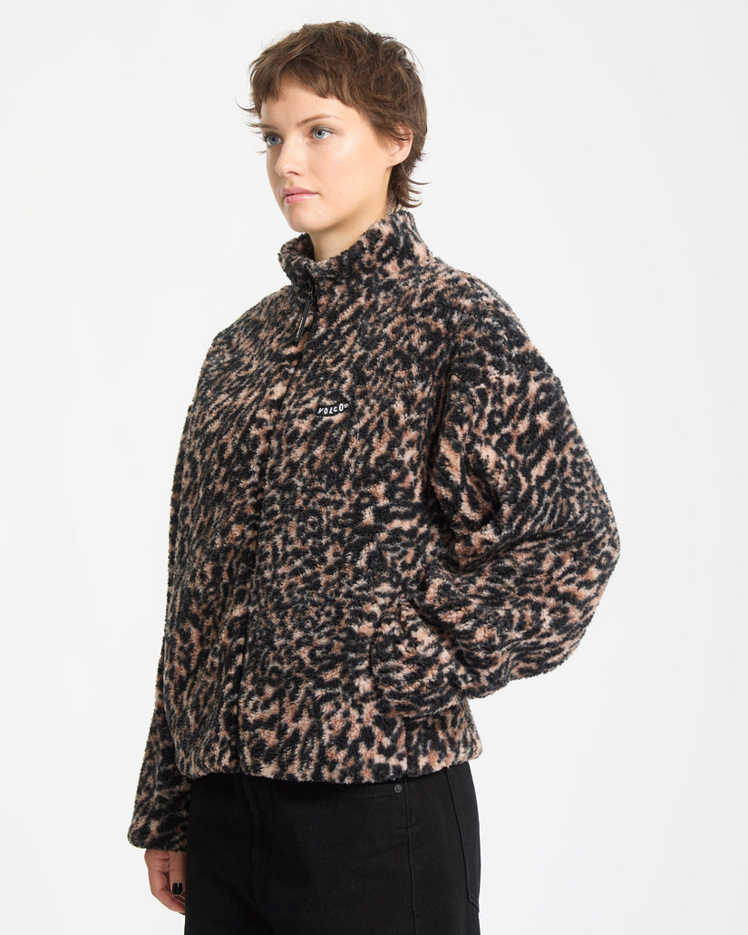 Wylding Out Zip Sherpa - Animal Print