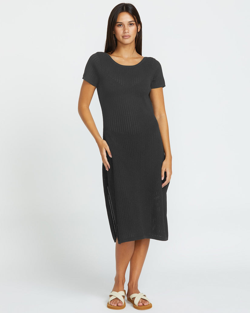 Meshy Beach Cover Up Kleid - BLACK