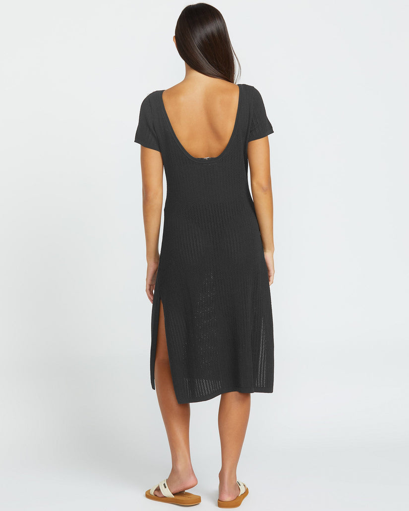 Meshy Beach Cover Up Kleid - BLACK