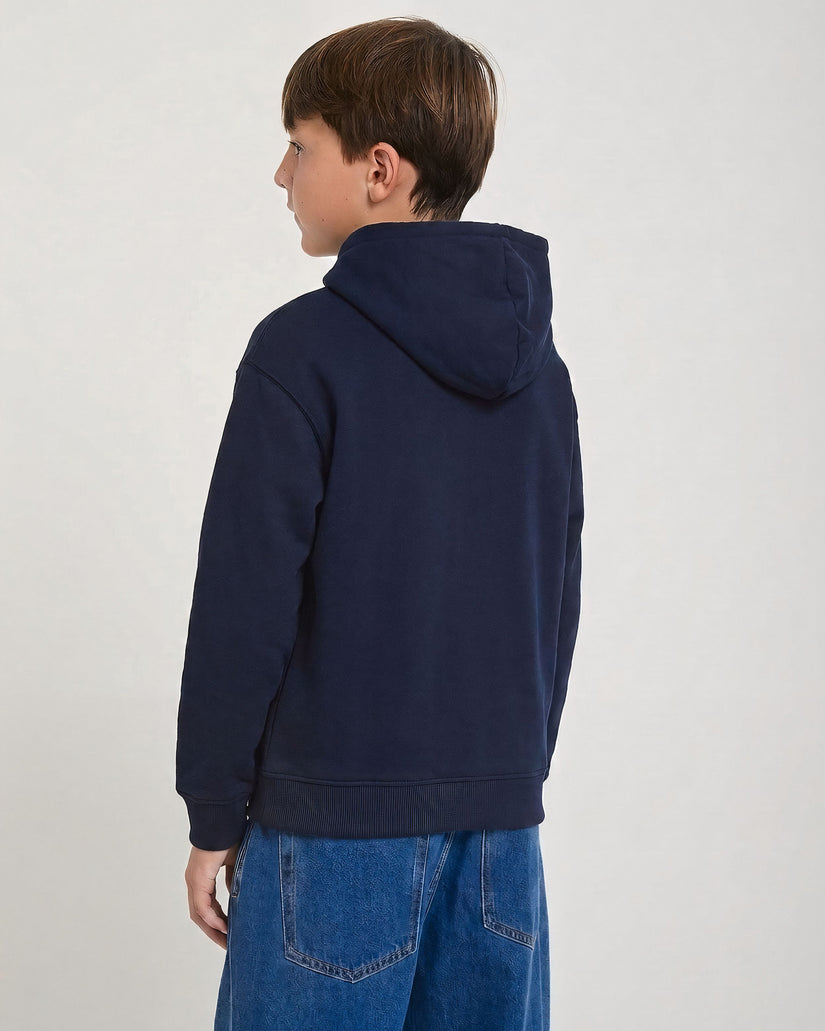 Single Stone Lined Zip Hoodie - Marine - (KINDER)