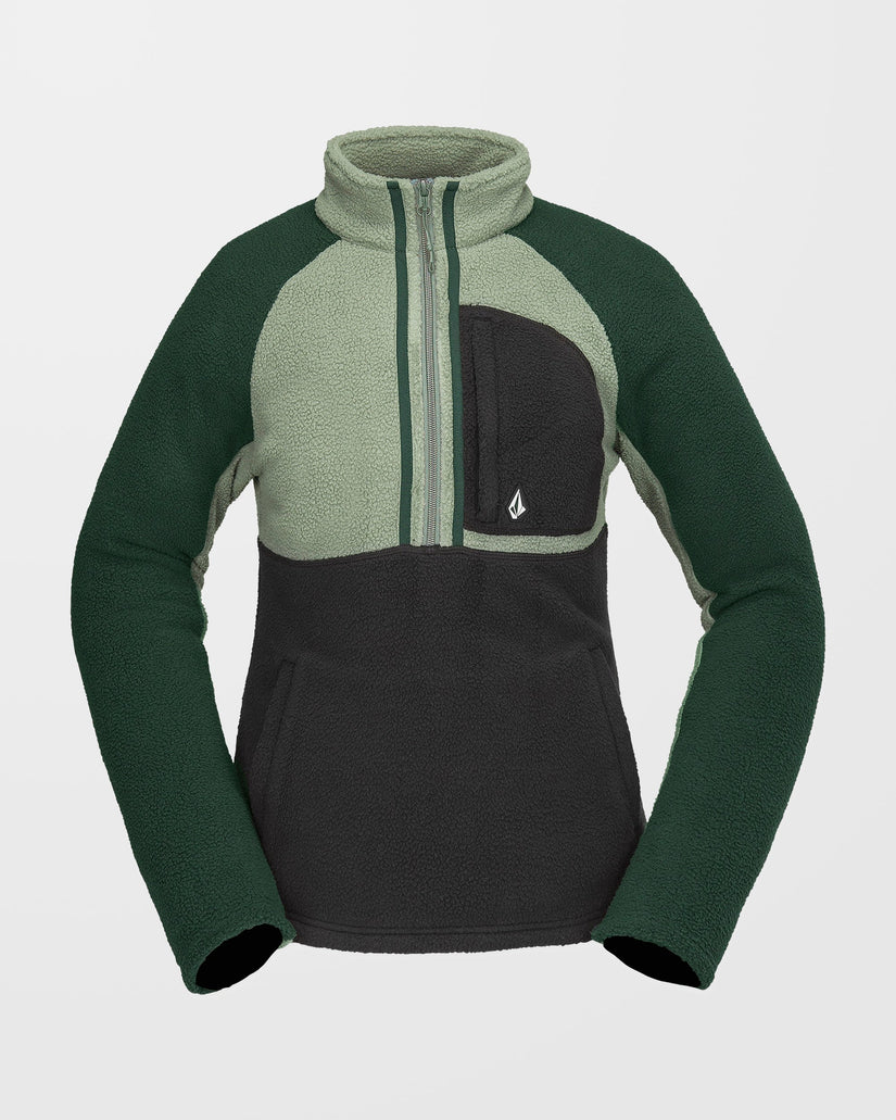 Demi Half Zip Sherpa - Lichen Green
