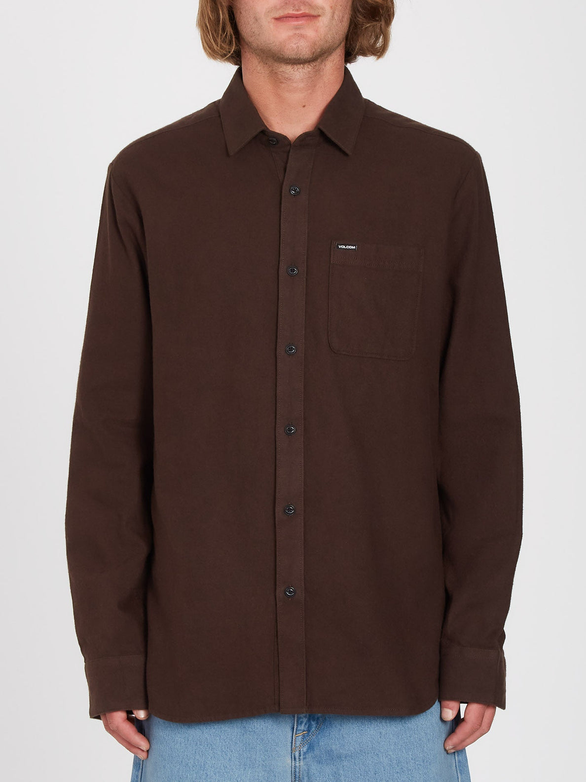Caden Solid Shirt - DARK BROWN (A0532204_DBR) [F]