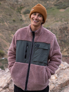 Storm Stone Zip Sherpa Sweatshirt - BORDEAUX BROWN