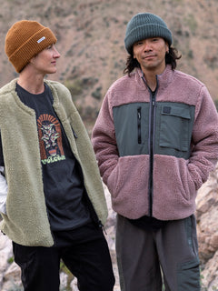 Storm Stone Zip Sherpa Sweatshirt - BORDEAUX BROWN
