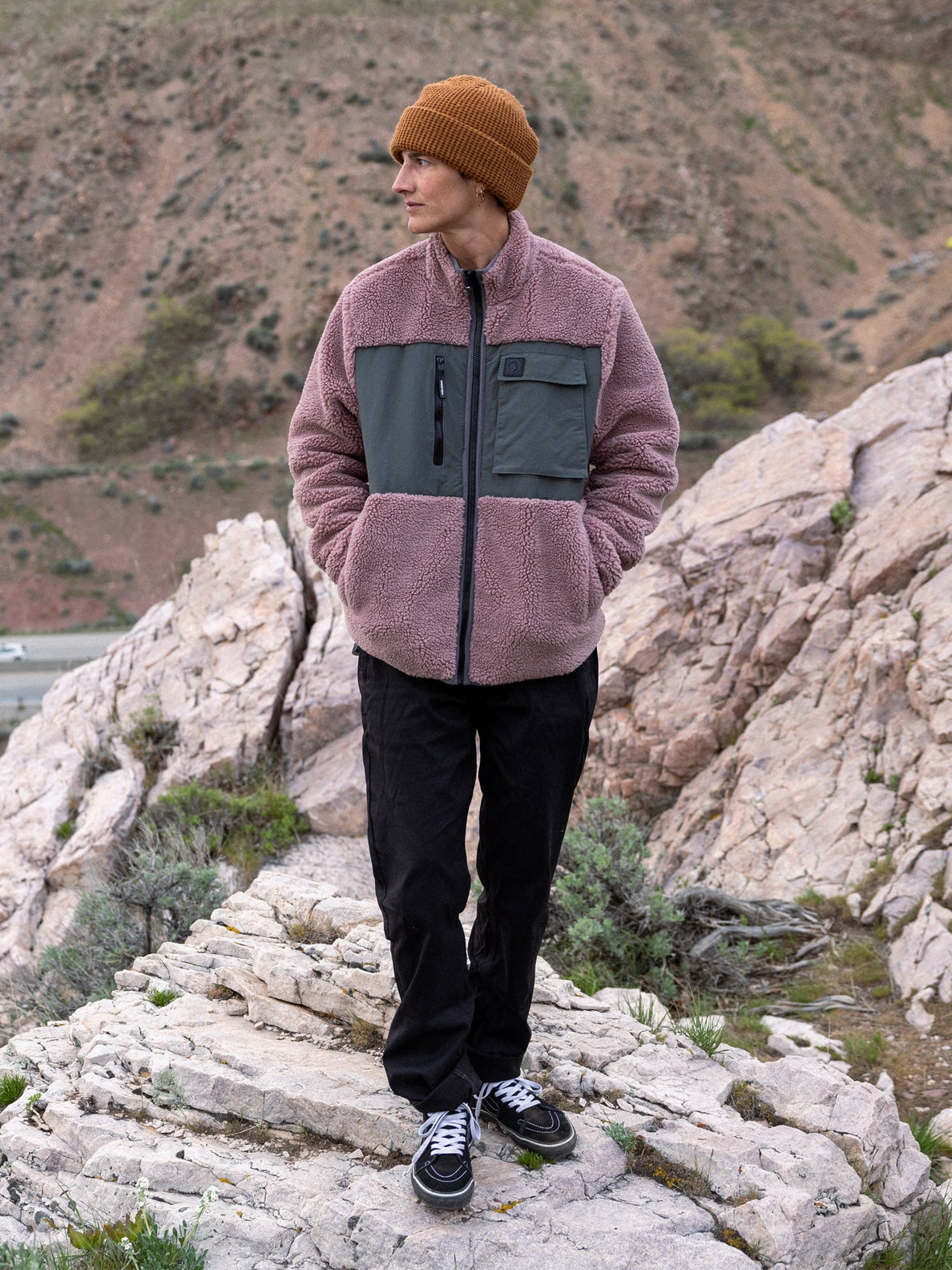 Storm Stone Zip Sherpa Sweatshirt - BORDEAUX BROWN