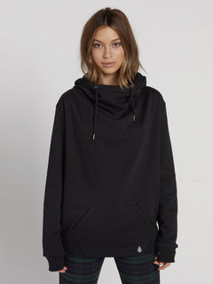 Walk On By High Neck Hoodie - Black (B3131810_BLK) [F]
