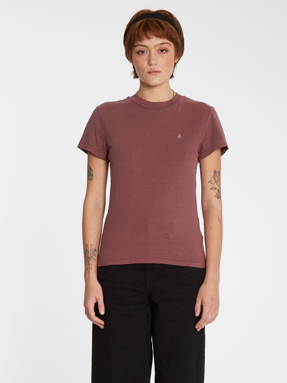 Solid Stone T-shirt - BURGUNDY (B3512204_BUR) [F]