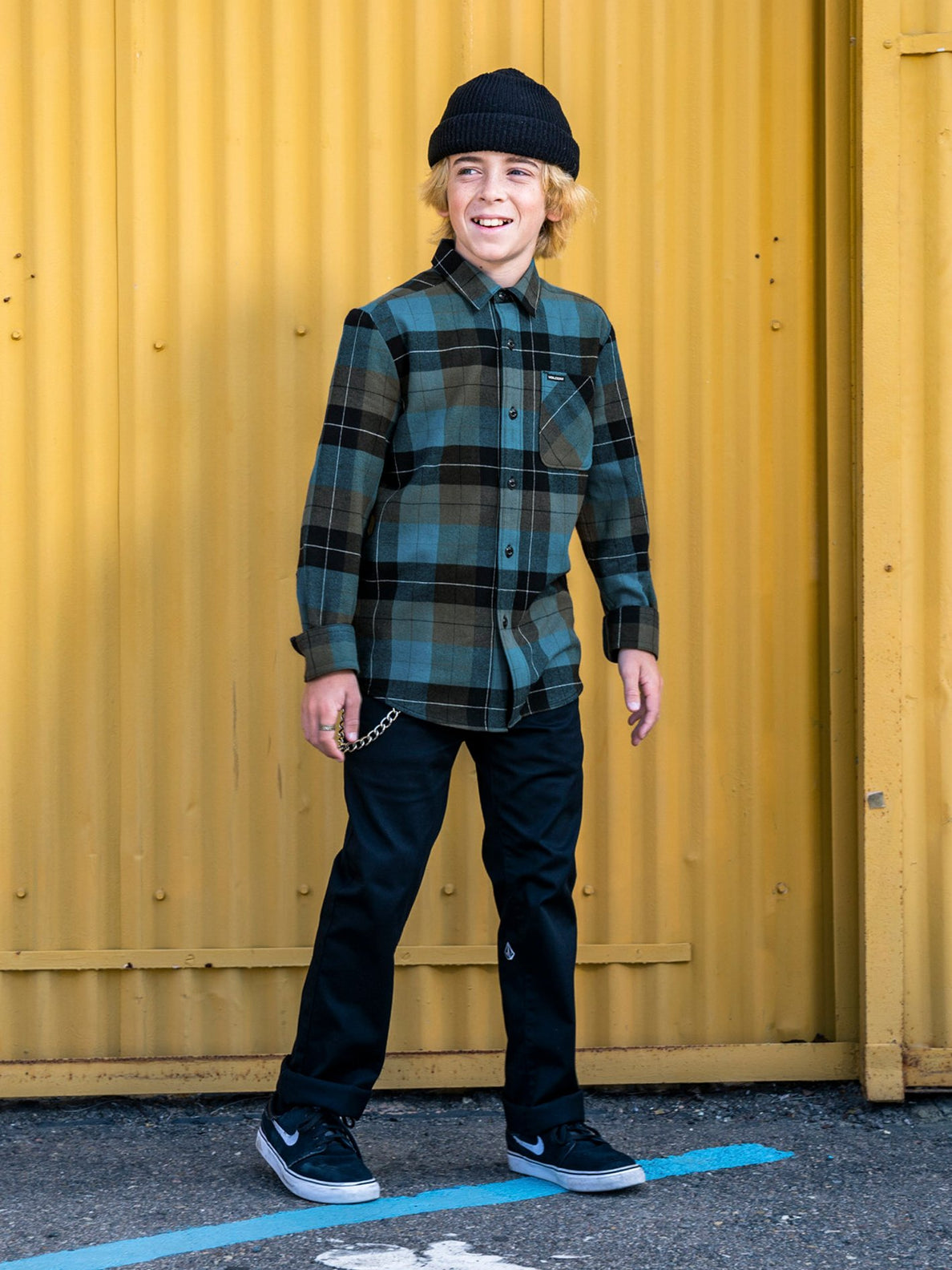 Caden Plaid Shirt - MILITARY (Kids) (C0532005_MIL) [100]