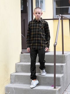 Caden Plaid Longsleeve - BLACK - (Kinder)